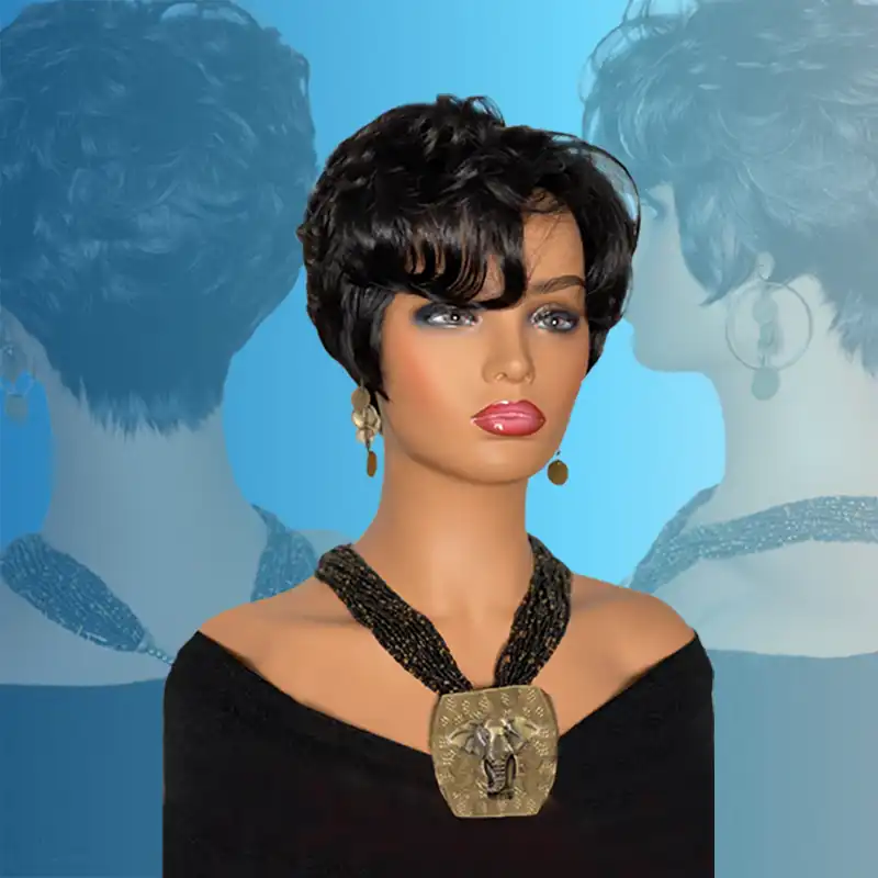 Black Short Layered Hair Medical Wigs Black Short Layered Hair Medical Wigs