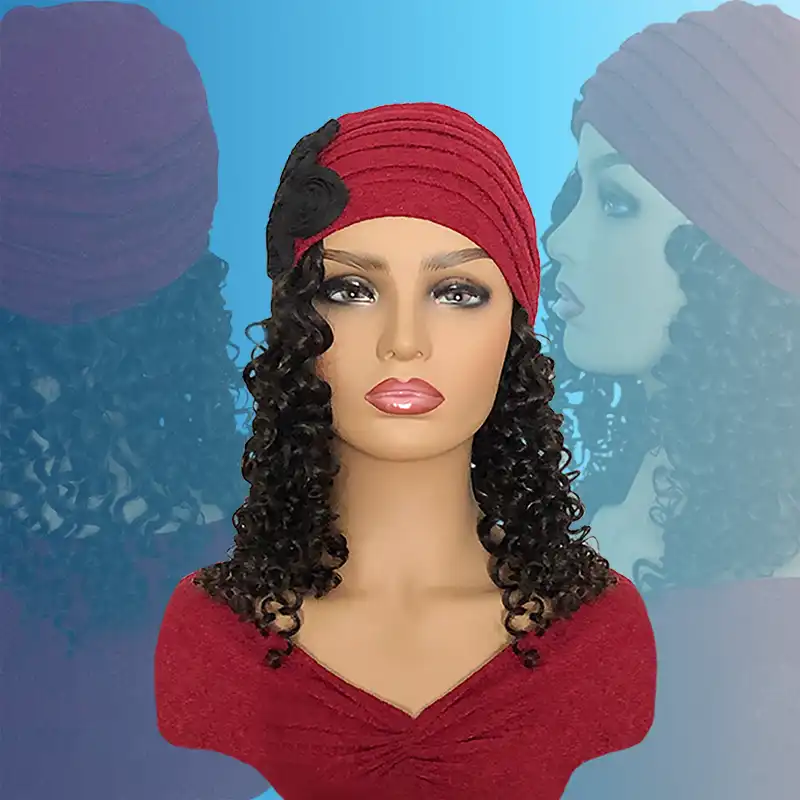 Turbans with Hair Head Coverings For Cancer Patients Turbans with Hair Head Coverings For Cancer Patients