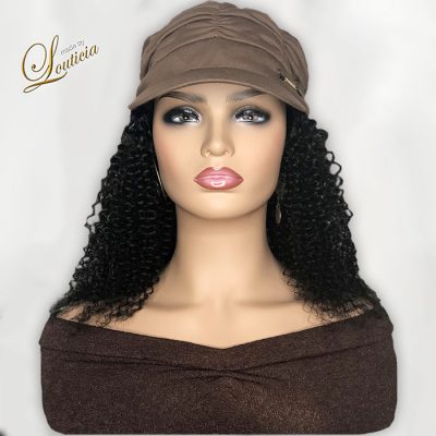 Tan Hat with 16 inch Blonde & Brown Hair Attached