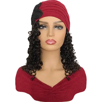 Women's Fashion Chemo Turban with 100% Human Hair Attached
