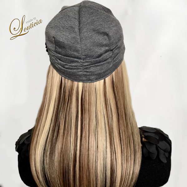 Chic Chemotherapy Hat with Straight Blonde Hair Attached