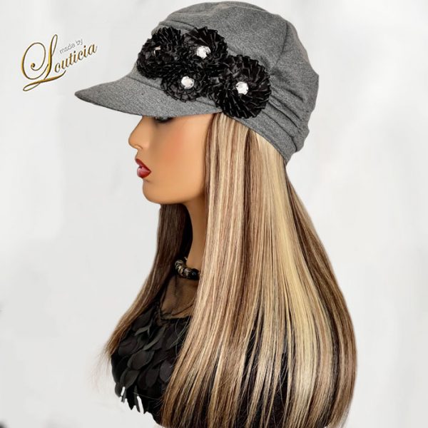 Chic Chemotherapy Hat with Straight Blonde Hair Attached