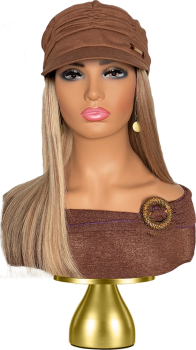 Women's Hat with Hair Attached 16 " Blonde Straight Hair