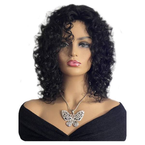 12 inch Black Curly Human Hair Wig