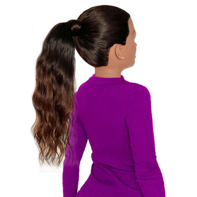 Human Hair Ponytail Extension Dark Brown Ombre Chinese Hair