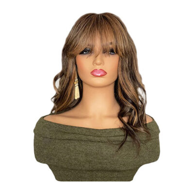 16 inch Sexy Brown Blonde Highlights Human Hair Wig