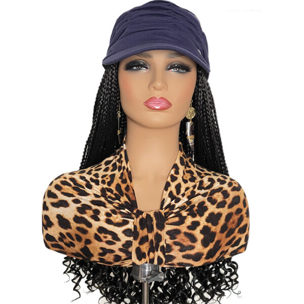 Navy Fashion Hat with 20" Synthetic Black Braids Attached