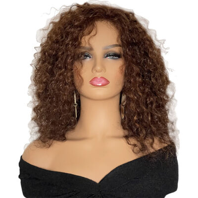 Curly Reddish Brown 14" Human Hair Wig