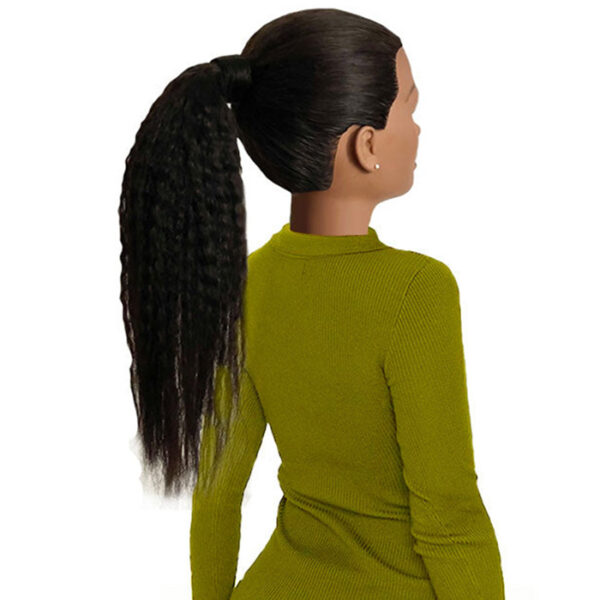 16″ Human Hair Ponytail Extension 1B Textured Chinese Hair