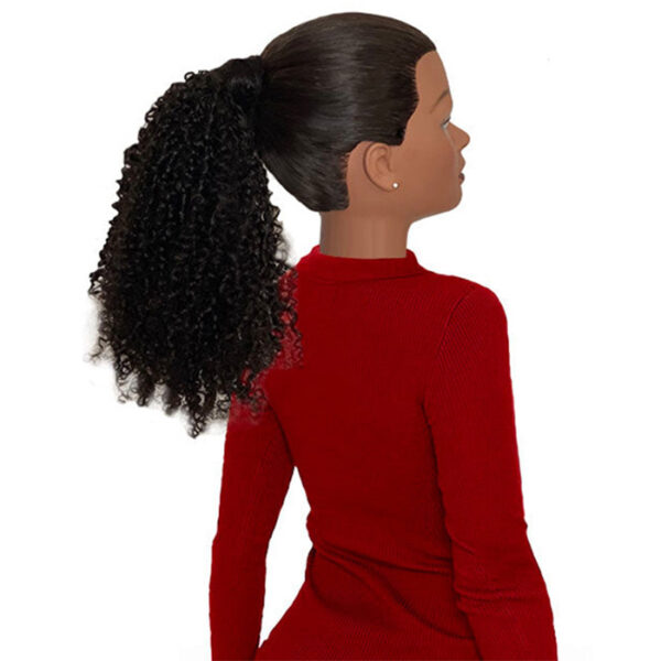 Human Hair Ponytail Extension 1B Tight Curls Chinese Hair