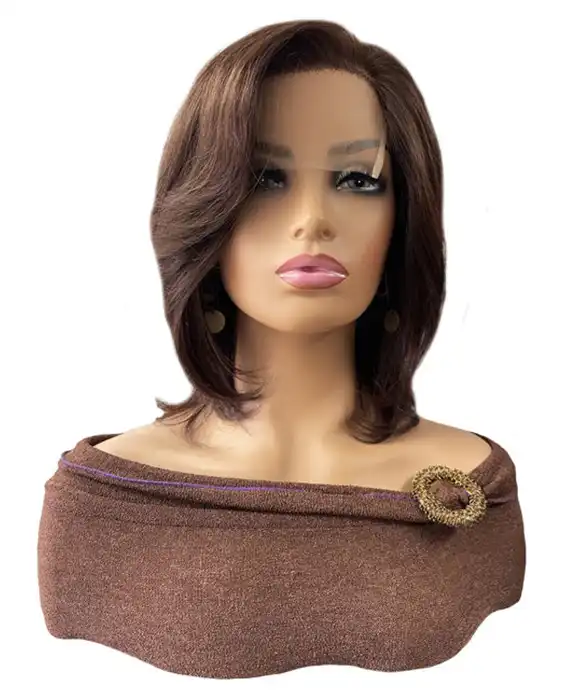 12" Brown Highlight Lace Front Prosthetic Wig