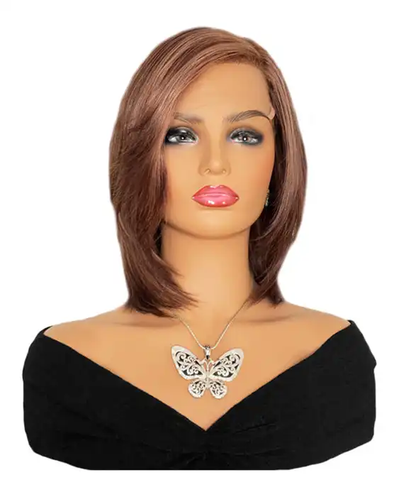 12" Razor End Reddish Brown Prosthesis Wig with Highlights